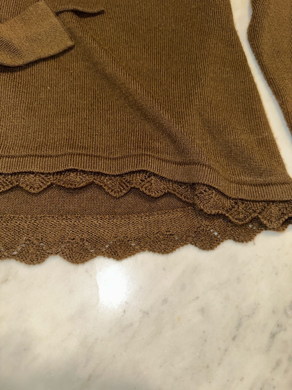 Dockers Brown Knit Tie-Neck Top - Picture 3 of 7